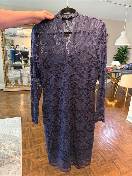 Laura Dresses & Skirts - Long-Sleeve Navy Lace Midi Dress